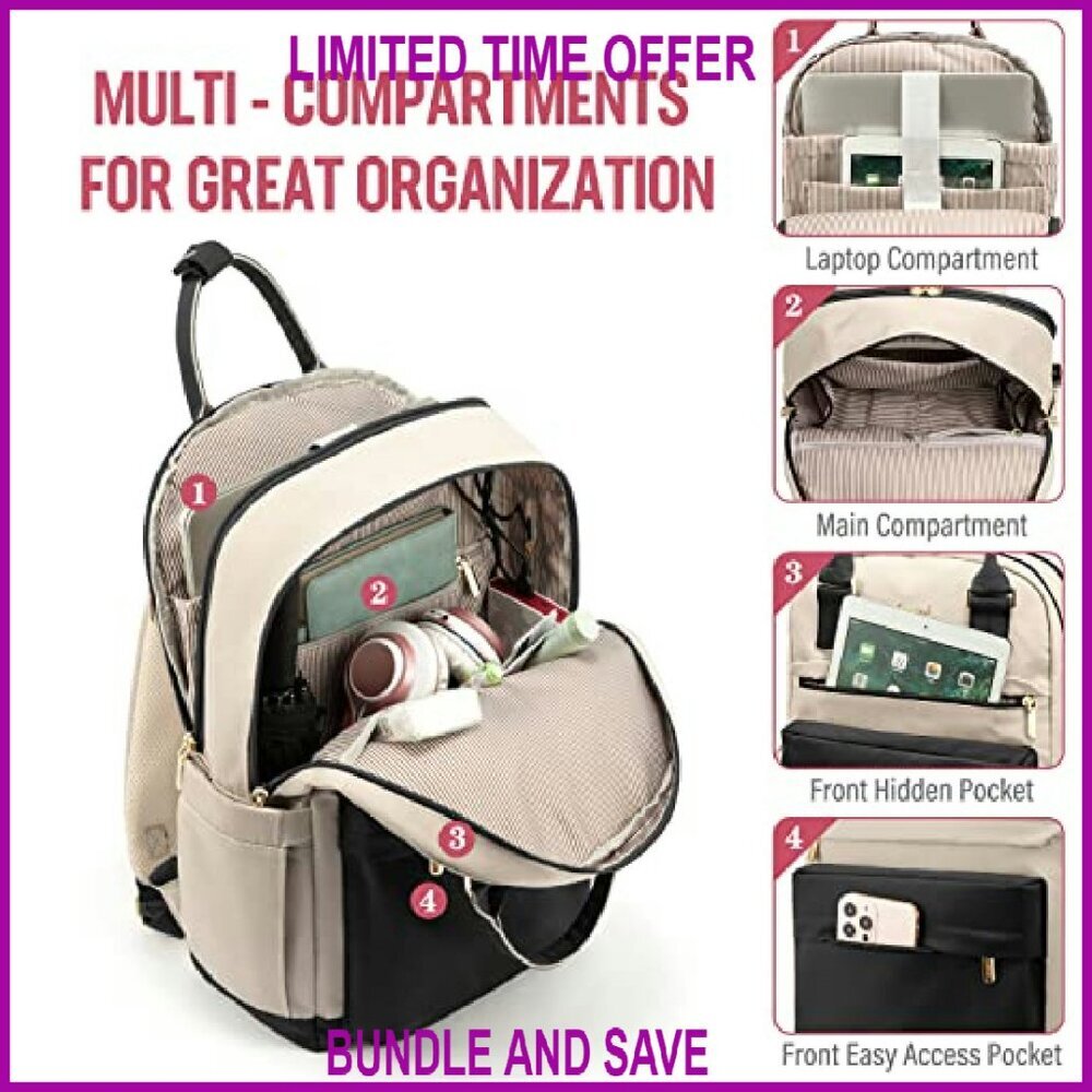 15.6 Inch Laptop Backpack with USB Port, Waterproof, Multi-Compartment Travel - Picture 5 of 7